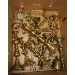 Quantity of candlesticks and assorted brassware