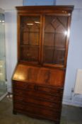 Reproduction mahogany bureau bookcase