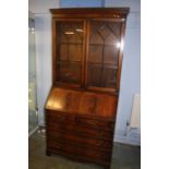 Reproduction mahogany bureau bookcase