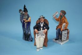 A Royal Doulton figure 'Taking things easy', 'The Wizard' and 'The News vendor' (3)