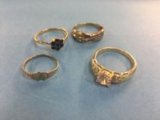 Two 9ct gold rings, 2.6g, one stamped '585', 3.7g and one with obscured marks, 1.6g