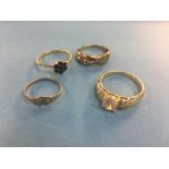 Two 9ct gold rings, 2.6g, one stamped '585', 3.7g and one with obscured marks, 1.6g