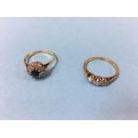 Two 18ct gold and diamond mounted rings, 5.5g