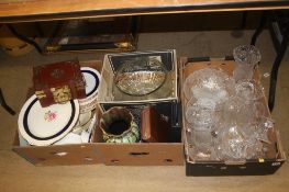 Four boxes of assorted china and glass