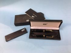 A Mont Blanc Meisterstuck ladies and gentlemen’s ball point pen set, boxed with instructions