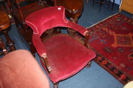 A Chaise longue with a pair of Edwardian armchairs