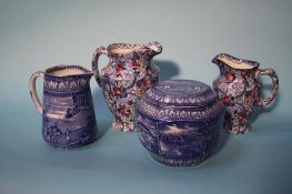 A Maling ware caddy, water jug and two chintz jugs (4)