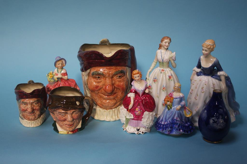 Three Royal Doulton Character jugs, Doulton figures etc.