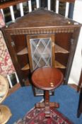 Old Charm oak occasional table and a corner cabinet