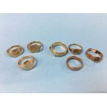 Seven 9ct gold rings, weight 30.7 gram