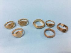 Seven 9ct gold rings, weight 30.7 gram