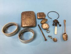 Silver vesta, Sovereign case, mother of pearl babies rattle etc.