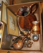 Copper jugs and measures etc.