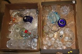 Two boxes of glassware