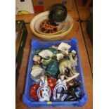 Floats, mixing bowl and a box of assorted