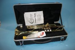 An Odyssey trumpet and case