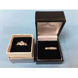 Two 9ct gold rings, mounted with diamonds, size 'M', 7.1g