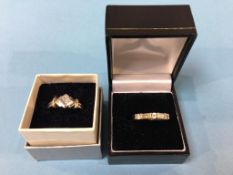 Two 9ct gold rings, mounted with diamonds, size 'M', 7.1g