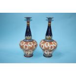 Pair of Doulton Lambeth Slaters patent vases, 41cm height