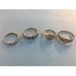 Four 9ct gold dress rings, 10g
