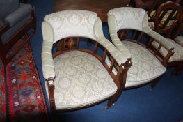 Pair of Edwardian tub armchairs