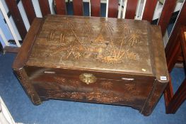 Carved Camphor wood chest