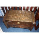 Carved Camphor wood chest