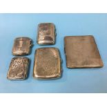 Two silver vestas, a card case etc. 9.8ozts