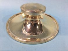 A silver Capstan inkwell, engraved 'Beaufront Polo Club', S. Blanckensee and Son Ltd, Birmingham,