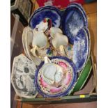 Box of assorted, including lustre ware, majolica etc.