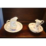 Two jug and bowl wash sets