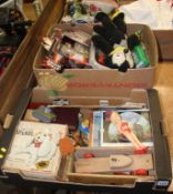 Two trays of assorted vintage toys