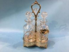 Silver plated three bottle decanter set