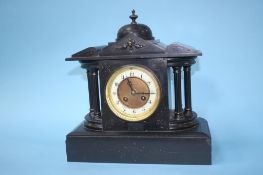 A Victorian slate mantel clock