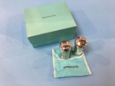 A pair of Tiffany and Co designed by Elsa Peretti 925 silver salt and pepper shakers (boxed)