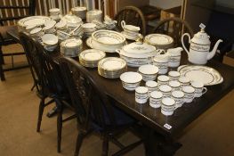 Oak refectory table and chairs