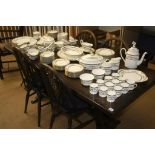 Oak refectory table and chairs