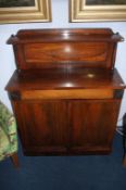 A 19th century rosewood chiffonier, supported on a plinth base