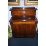 A 19th century rosewood chiffonier, supported on a plinth base