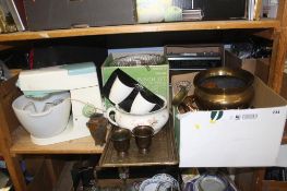Assorted brass and copper, Kenwood Chef etc.