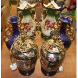 Pair of lamps and various vases
