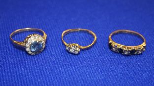 Two 9ct rings (4.4g) and an 18ct ring (1.7g)