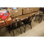 Oak refectory table and four chairs