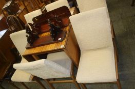 Teak , drop leaf table and six chairs