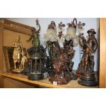 Quantity of spelter and resin figures