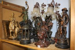 Quantity of spelter and resin figures