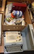 Box of assorted and a typewriter