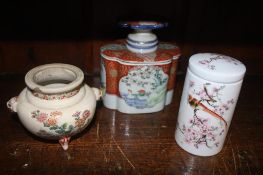 An Imari jar and cover, a satsuma pot etc.