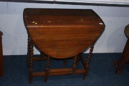 Small oak barley twist gateleg table