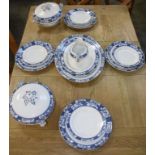 A blue and white dinner service